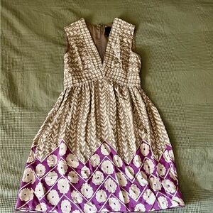 Anthropologie Purple and Cream Patterned Kids Dress